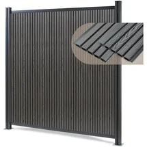 [neu.holz] Gartenzaun Startermodul 185 x 180 cm Grau/WPC