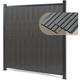[neu.holz] Gartenzaun Startermodul 185 x 180 cm Grau/WPC