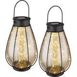bmf-versand Solarleuchten Garten Laterne 2er Set Solarlampe Außen Leuchte Solar LED Metall - Schwarz/Gelb