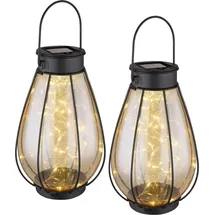 bmf-versand Solarleuchten Garten Laterne 2er Set Solarlampe Außen Leuchte Solar LED Metall - Schwarz/Gelb