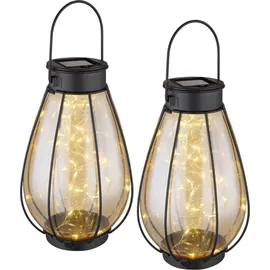 bmf-versand Solarleuchten Garten Laterne 2er Set Solarlampe Außen Leuchte Solar LED Metall - Schwarz/Gelb