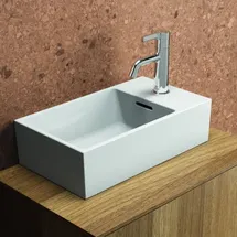 Ideal Standard Extra Hand-Waschtisch T392401 45x25x15cm, Hahnbank rechts, mit Überlauf, geschliffen, ohne Hahnloch, weiß