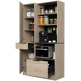 Parisot Meuble Küchenbuffet Eiche Dunkelgrau, Holz, 100x186x45 cm, Küchen,