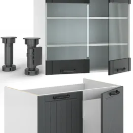 Vicco Küchenzeile Fame-Line 240 cm Anthrazit/Weiß