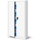 Jan Nowak Aktenschrank Metall Büroschrank abschließbar 90 cm JAN 4 Böden Stahl (Pulverbeschichtet 0,6 mm Wandmontage möglich PZH-zertifiziert) Ordnerschrank 50 Ordner Schloss 2 Schlüssel robust 13 Farben weiß