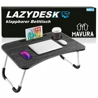 MAVURA Laptoptisch LAZYDESK Klappbarer Betttisch Notebooktisch Notebook, Laptop Betttablett Bett Tablett Tisch PC Ständer schwarz