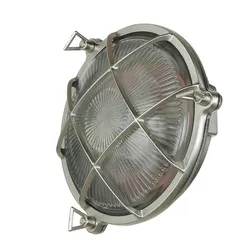 Licht-Erlebnisse Wandlampe Außen Nickel Echt-Messing IP64 Maritim
