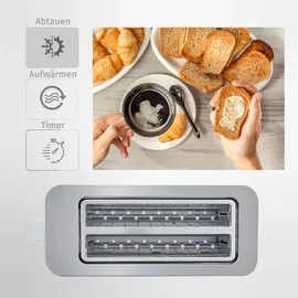 Zilan Scheiben Edelstahl Toaster Mit Brötchenaufsatz und Krümelschublade Toaster Toastautomat Röstautomat 1400 Watt Edelstahl-Gehäuse 7 Stufen