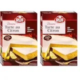 RUF Tarte au Citron, Backmischung für einen schnellen Zitronen-Kuchen französischer Art, mit fruchtiger Zitronen-Glasur (Packung mit 2)