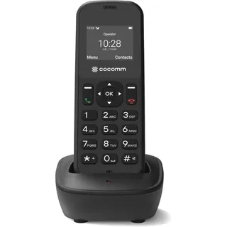 COCOMM DT100 Schnurlostelefon 4G Volte mit SIM und Ladestation, DECT-Format, Bluetooth, für den privaten Gebrauch, professionelle Verwendung, einfach zu bedienen, Schwarz