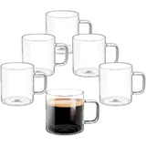 wilmax england Wilmax | Teegläser & Kaffeegläser mit Henkel | 6er-Set | 100 ml | Gläser für Heiß- und Kaltgetränke | Glühweingläser | Wassergläser