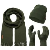 Rock Creek Winter Mütze Schal Handschuh-Set Dunkelgrün