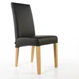 SIX Esszimmerstuhl Bambi Leder Schwarz Eiche bis 150 kg - Gastronomie-Qualität