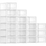 Songmics Schuhboxen 18er Set transparent-weiß