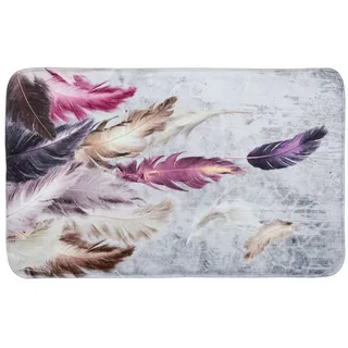 WCShop24 Badteppich Federn Lila 70 x 110 cm