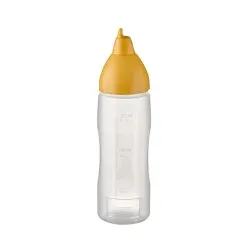 APS Quetschflasche NON DRIP, tropffrei, Dosierflasche aus Polyethylen mit Schraubdeckel und Skalierung, Maße (Ø x H): 5,5 x 21 cm, Farbe gelb
