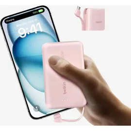 Belkin BoostCharge - Powerbank - mit integriertem Kabel - 10000 mAh - 20 Watt - 3 A - Fast Charge - 2 Ausgabeanschlussst