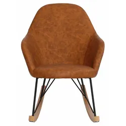 Schaukelsessel in Cognac Braun Kunstleder Skandi Design