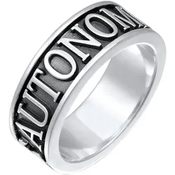 KUZZOI Herren Bandring Schriftzug 925 Silber oxidiert Herrenschmuck   