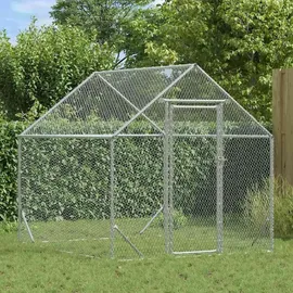vidaXL Hühnerkäfig Silber 200 x 170 x 177 cm Verzinkter Stahl