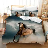 Leleyouzer Pferd Bettwäsche Set,Kinder Bettwäsche Set,Pferd Muster 3D Druck Bettbezug,Weicher Komfortabler Mikrofaser Bettbezug (M3, 220×240 cm)