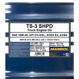Mannol TS-3 SHPD 10W-40 208l (MN7103-DR)