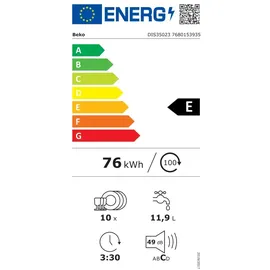 Beko DIS35023 Einbau-Geschirrspüler (vollintegrierbar, 448 mm breit)