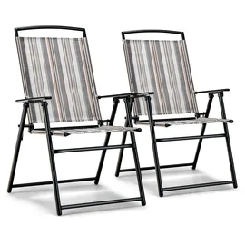 Costway Hochlehner Gartenstuhl 61,5 x 61,5 x 92 cm grau 2 St.