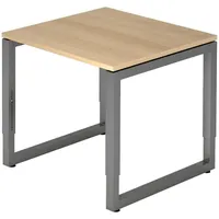 Bümö Schreibtisch Eiche, Graphit, Nachbildung,Eiche, Quadratisch, 80x74x80 cm, FSC