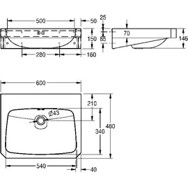 kwc aquarotter gmbh Anima Einzelwaschtisch 60 x 15 cm