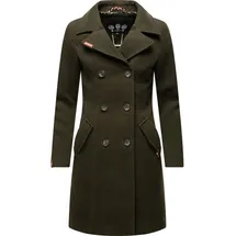 Marikoo Damen Mantel in Wollmantel-Optik langer Trenchcoat mit Reversekragen Nanakoo Dark Green Gr. XL - XL