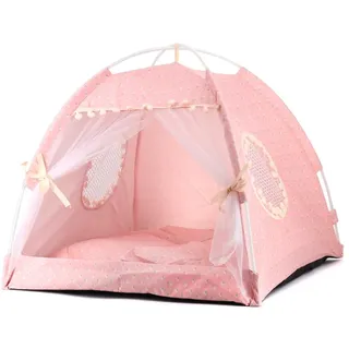 pawstrip Hundezelt Indoor Katzenhaus Rosa Welpenbett Tragbares Haustier Tipe Prinzessin Hund Camping Zelt Outdoor Kätzchen Häuser Niedliches Häschen Nest Mädchen Kitty Höhle (M, Hellrosa)