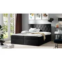Mirjan24 Boxspringbett Loloz, Doppelbett mit Bettkasten und Matratze, Ehebett (Farbe: Mikrofaza 0015, Größe: 160x200 cm) - Dunkelgrau