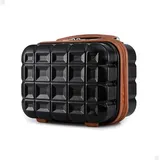 KONO Hartschale Kosmetikkoffer Beautycase Klein Beauty Case Hartschale ABS Handgepäck Gepäck-Sets für Damen und Herren, 30x21x16cm (Kosmetikkoffer, Schwarz/Braun)