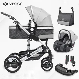 veska Kombi-Kinderwagen Silber/Grau