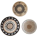 Hängender gewebter Wandkorb Dekor – Weidenkörbe Dekor Boho Flach Set von 3 – geflochtener Korb Seegras Wanddekoration, handgefertigtes Rattan-Dekor, Wandkörbe, Wandkunst, Boho