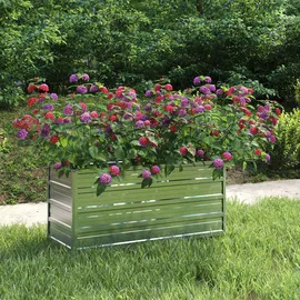 vidaXL Garten-Hochbeet verzinkter Stahl rechteckig 100 x 40 x 45 cm Silber