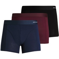 JACK & JONES Herren JACBASIC BAMBOO TRUNKS 3er Pack Noos Boxershorts, Port Royale / Blau Blazer, 12198852 Boxer-Unterhose Schwarz Bordeaux, Navy