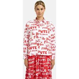 Milano Italy Langarmbluse mit All Over Print Weiß 44