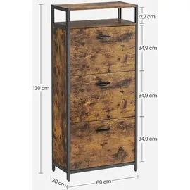 VASAGLE Schuhregal 30 x 130 x 60 cm vintage braun