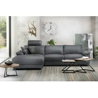 KAWOLA Ecksofa XL Lola Leder Recamiere links grau