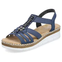 Rieker Riemchensandale, Sommerschuh, Sandalette, Keilabsatz, mit modischen Schmuckelementen Gr. 37, jeansblau, , 63339129-37