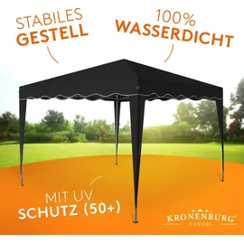 Kronenburg Handel Faltpavillon 3 x 3 m schwarz
