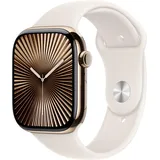 Apple Watch Series 10 GPS + Cellular 46 mm Titaniumgehäuse gold Sportarmband starlight M/L