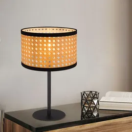 GLOBO Tischleuchte Bambus-Optik Schwarz