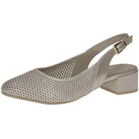 CAPRICE Comfort Damen Slingpumps aus Leder mit Blockabsatz, Beige (Taupe Metallic), 40.5 EU