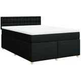 vidaXL Boxspringbett mit Matratze Schwarz 160x200 cm Stoff