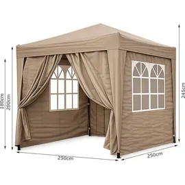 Quick Star Faltpavillon 2,5 x 2,5 m 4 Stück Braunbeige