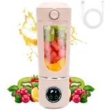 Tragbarer Mixer Smoothie Maker 700ml Mini-Mixer für Smoothies und Shakes Mini-Standmixer mit 12 Rostfreien Klingen, kleiner Entsafter USB Aufladbarer Personal Blender für Küche Reise Büro Sport (Rosa)