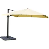 MCW Ampelschirm A96 3x3m Alu/Stahl Creme mit Ständer Drehbar
